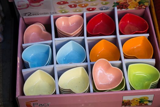 Little heart shaped plates of various colors