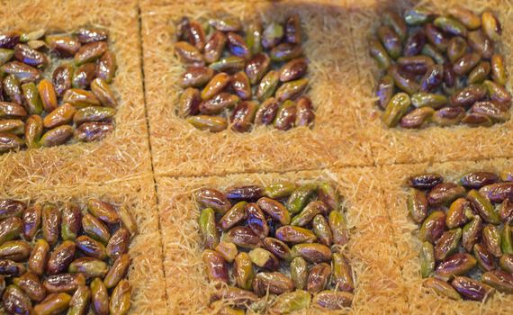 Turkish traditional desert sweets at the Market