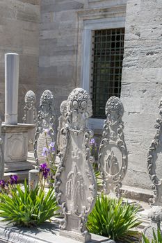 Old stones on the graves in Istanbul from Ottoman time