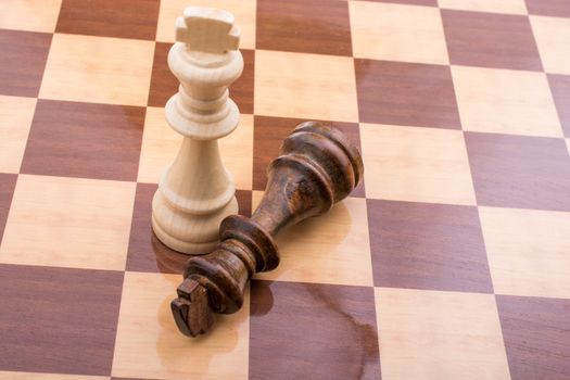Chess board with chess pieces  on it