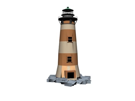 Lighthouse on the sea under sky grey - 3d rendering