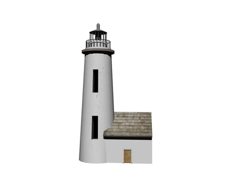 Lighthouse on the sea under sky grey - 3d rendering