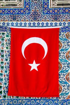 Turkish national flag hang on a pole in open air