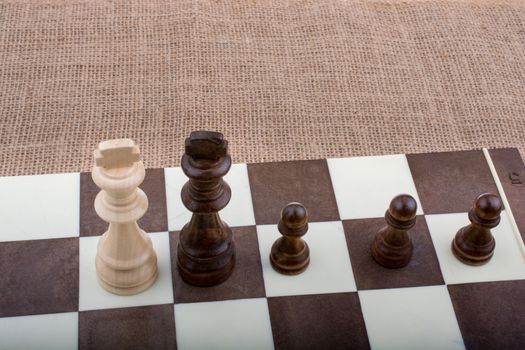 Chess board with chess pieces  on it