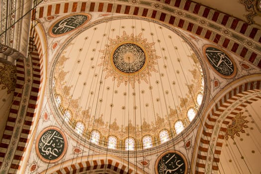 Inner view of dome in Ottoman architecture  in, Istanbul, Turkey