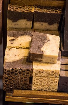 Collection of bars of fragrant hand made organic soap