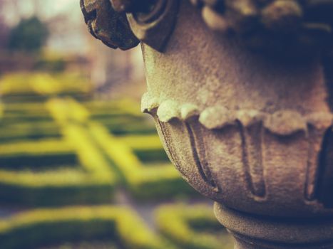 Detail Of A Garden Ornament And Maze At A Stately Home Or Mansion In The UK With Copy Space