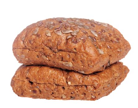  Swedish bread with seeds isolated on white background