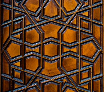 Ottoman Turkish  art with geometric patterns on wood