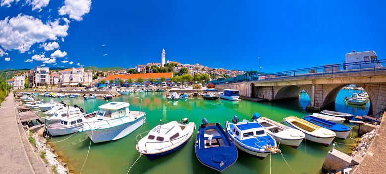 Town of Novi Vinodolski waterfront panoramic view, Kvarner region of Croatia