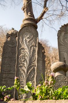 Old stone on the graves in Istanbul from Ottoman time