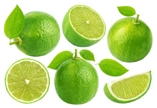 Lime isolated on white background with clipping path. Collection