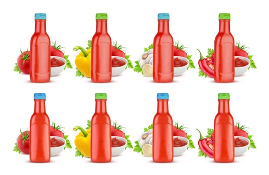 Tomato ketchup bottle isolated on white background