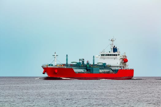Red tanker. Toxic substances and petroleum products transfer