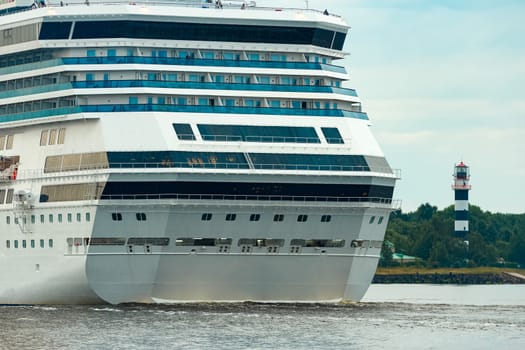 Large royal cruise liner on the way. Travel and spa services