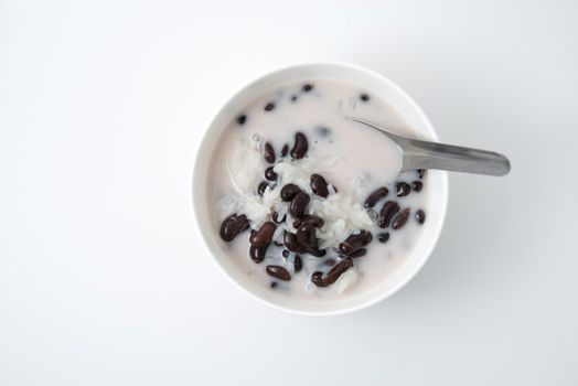 sweet sticky rice & black beans in coconut milk