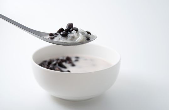 sweet sticky rice & black beans in coconut milk