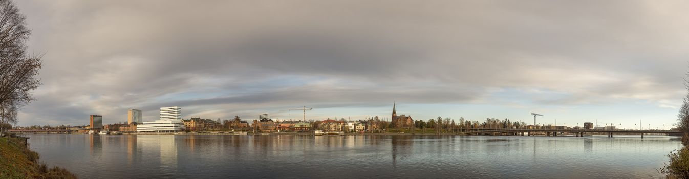 Downtown Umeå, Sweden with its river panorama.