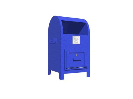 Post box isometric blue on it isolated in white background - 3d rendering