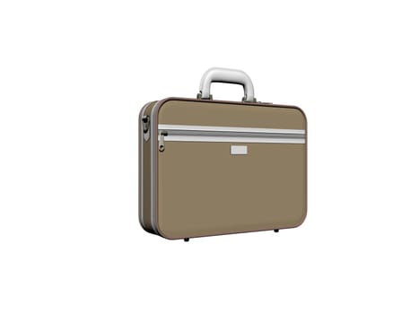 Suitcase brown for travel on a white background - 3d rendering