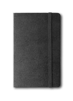 black closed notebook mockup isolated on white