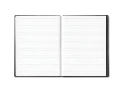 Blank open lined notebook mockup isolated on white