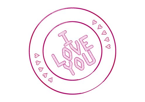 Rubber stamp I Love You. 3D illustration.