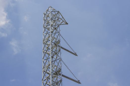 Steel power poles With blue sky