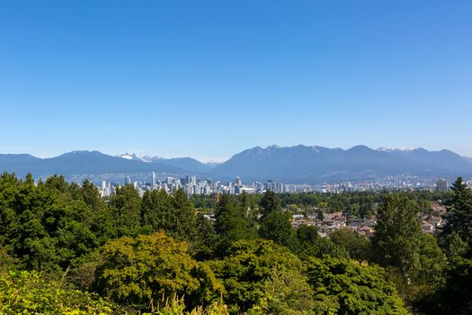 Vancouver British Columbia Canada city skyline mountain and residential homes panoramic view