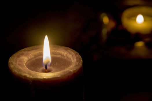 few candles in the table with romantic atmosphere