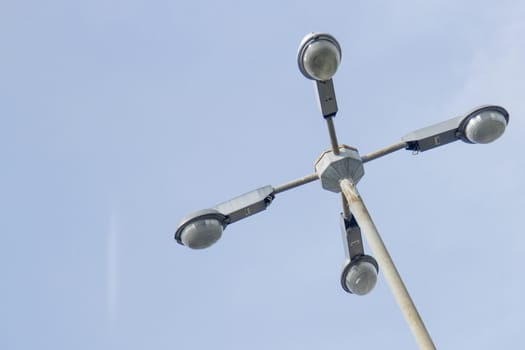 Light Post With Blue Sky Background and multi light