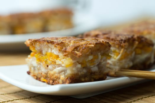 Chinese style homemade deep fried yam pumpkin cake