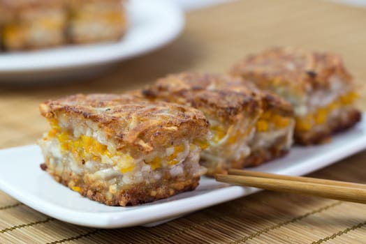 Chinese style homemade deep fried yam pumpkin cake