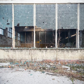 ruins of a very heavily polluted industrial factory, industrial series