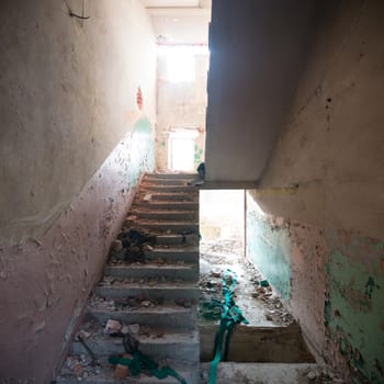 ruins of a very heavily polluted industrial factory, industrial series