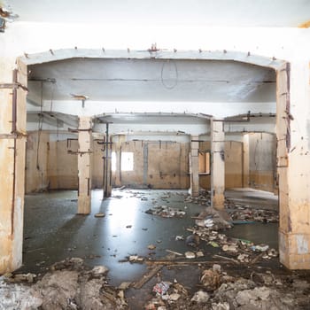 ruins of a very heavily polluted industrial factory, industrial series