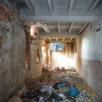 ruins of a very heavily polluted industrial factory, industrial series