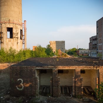 ruins of a very heavily polluted industrial factory, industrial series
