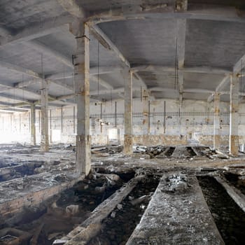 ruins of a very heavily polluted industrial factory, industrial series