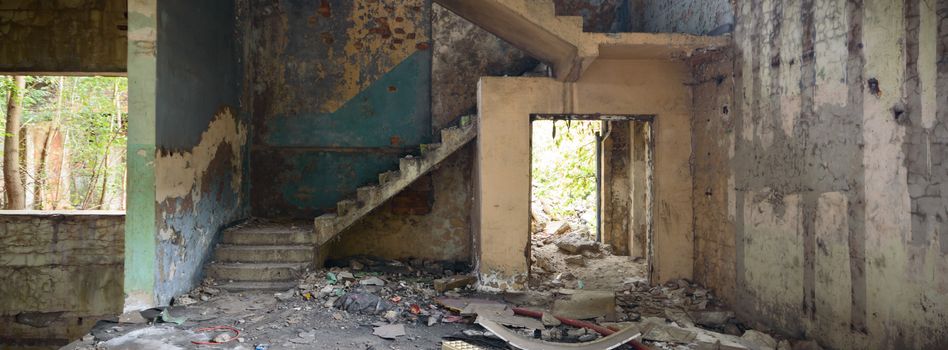 ruins of a very heavily polluted industrial factory, industrial series