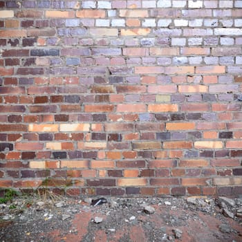 wide angle view of an old wall abandoned factory building