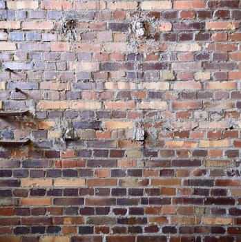 wide angle view of an old wall abandoned factory building