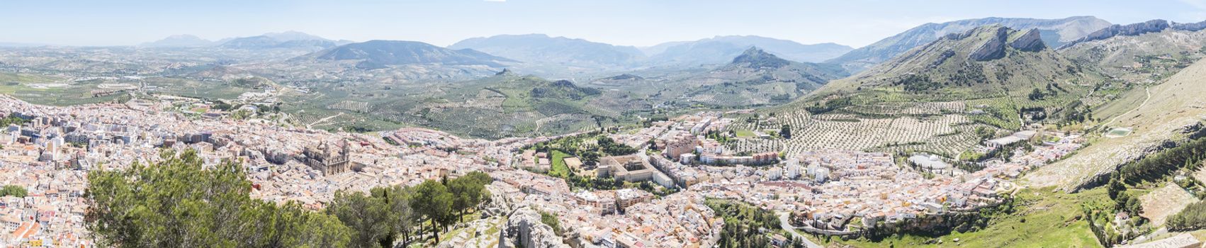 Jaen city panoramic view from Santa Catalina Cross view point, Spain