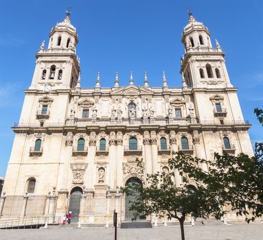 Jaen Assumption cathedral main frontal facade, Spain