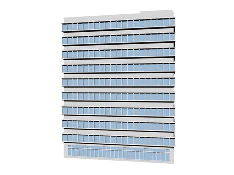 office building grey isolated on white - 3d rendering