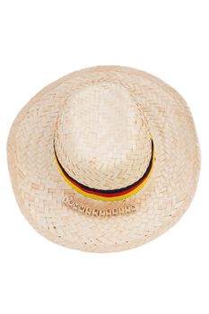 straw hat germany with german text for summer holidays, isolated on white