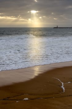 Sun Setting at Quarteira in Portugal