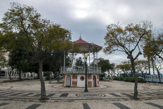 Beautiful historical gazebo of Faro city located in the urban park Manuel Bivar near the docks.