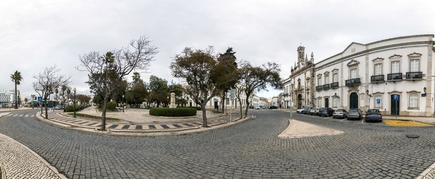 historical downtown panorama of Faro city, Portugal.