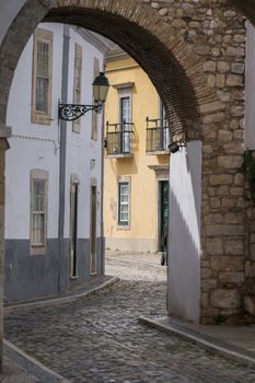 View of the Historical arch in Faro city, Portugal.